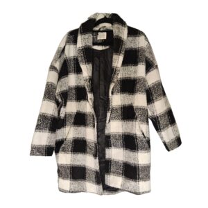 (M/L) Checkered Women Black & White Coat