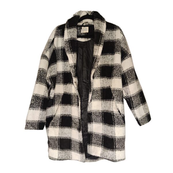 (M/L) Checkered Women Black & White Coat